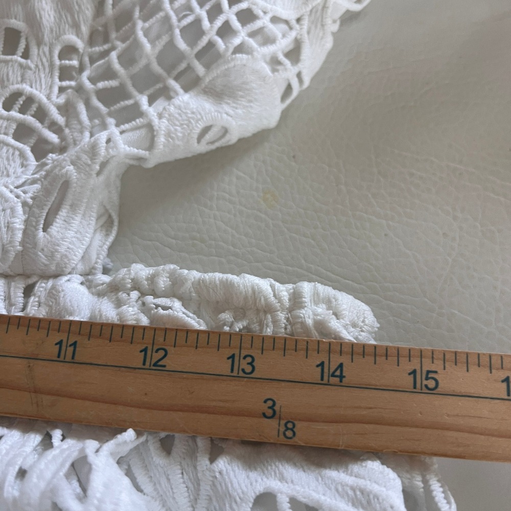 Showpo Anieshaya Dress 6 White Lace Eyelet Puff Sleeve Cutout Back Midi Boho NEW - Picture 10 of 11